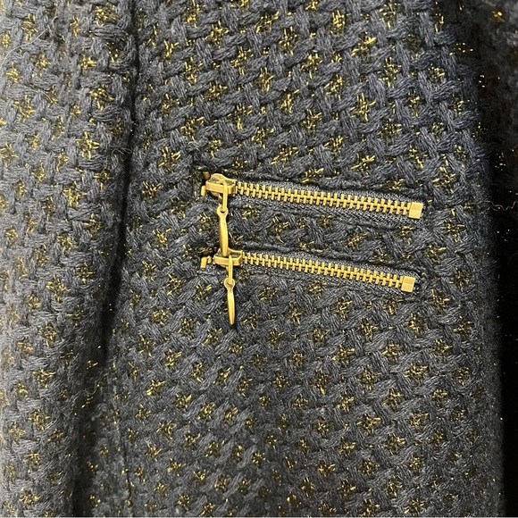 QMack Metallic Tweed Navy Blue Moto Jacket with Working Pockets Size Medium - Picture 6 of 16